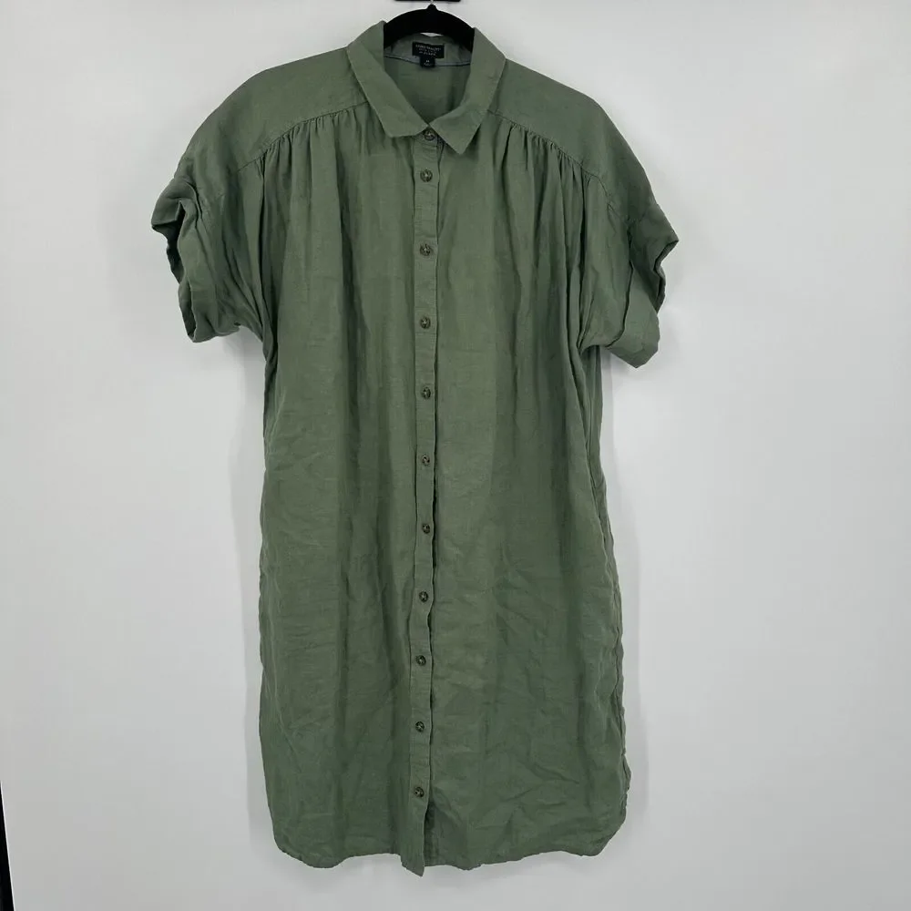 J. Crew Olive Green Button-Front Midi Dress